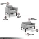 Ver imagem 3 de Conjunto Poltrona e Namoradeira Decorativa Karen Pés Fixo em Madeira Preto Suede Cinza G19 - Gran Be