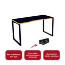 Ver imagem 4 de Mesa Gamer Escrivaninha Home Office 134cm Preto E Amarela