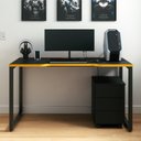 Ver imagem 1 de Mesa Gamer Escrivaninha Home Office 134cm Preto E Amarela