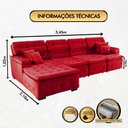 Ver imagem 3 de Sofá Orlando 3.45x2.10m com Chaise, Retrátil e Reclinável - Vermelho