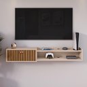 Ver imagem 2 de Rack Bancada Parede Home Supremo Tv 55 Polegadas Nicho Porta Puxador Concha Sala Quarto Moderno