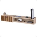 Ver imagem 5 de Rack Bancada Parede Home Supremo Tv 55 Polegadas Nicho Porta Puxador Concha Sala Quarto Moderno