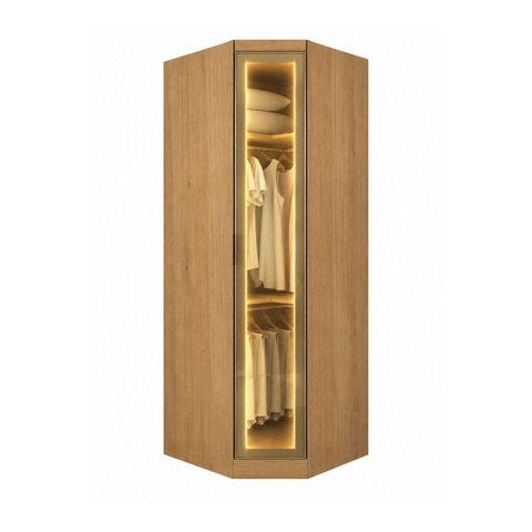 Guarda-Roupa Modulado de Canto Oblíquo 1 Porta Reflecta com LED 100% MDF Cairo