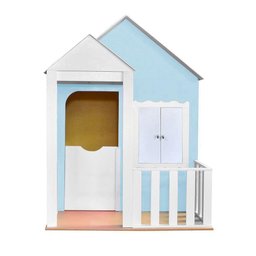 Casinha de Brinquedo com Cercado Azul Bebê e Branco - 6