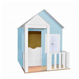 Casinha de Brinquedo com Cercado Azul Bebê e Branco - 2