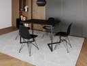 Ver imagem 1 de Mesa Industrial Base Ferro Preto em V Tampo 137x90 Preto 4 Cadeiras Eames Assento Preto Ferro Pret