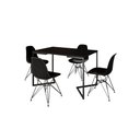 Ver imagem 2 de Mesa Industrial Base Ferro Preto em  V  Tampo 137x90 Preto 4 Cadeiras Eames Assento Preto Ferro Pret