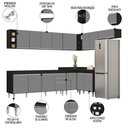 Ver mais imagens de Armário de Cozinha Modulado de Canto 8 Peças Cp25 Balcão sem Tampo Preto-cinza - Lumil