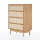 Ver imagem 3 de Cômoda Kaki 4 Gavetas 80 Cm X 45 Cm Tauari / Telinha Rattan