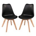 Ver imagem 1 de Kit C/2 Cadeiras Leda Charles Eames Saarienen Wood com Almofada Preta