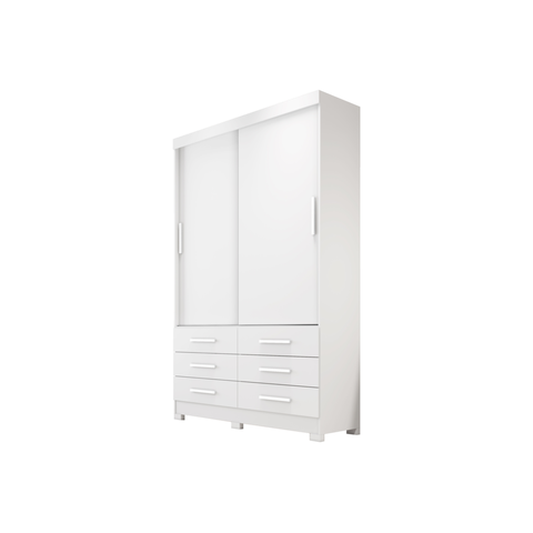 Guarda Roupa Solteiro Buriti 2 Portas e 6 Gavetas Nh Rei de Casa Neve