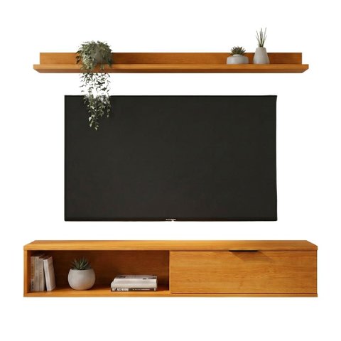 Rack TV 55 pol. Suspenso 136cm 1 Porta Lila Cinamomo Z49 - Mpozenato