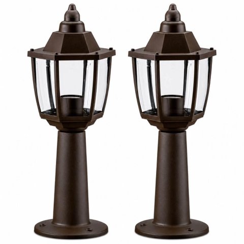 Jogo Balizadores de Chão Marrons 2un E27 Dital Heritage 43cm Área Externa Jardim Escada Piso
