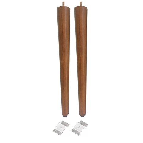 Kit de 2 Pé Palito 75cm Amendoa Marrom Claro + Chapinha Inclinada Metal
