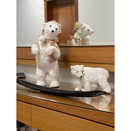 Enfeite Natalino Urso Polar Branco e Dourado em Pé - Rio Master - 2