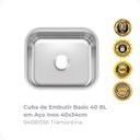 Ver imagem 2 de Cuba de Embutir Basic 40 Bl em Aço Inox 40x34cm 94081556 Tramontina