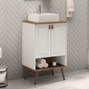 Ver imagem 1 de Gabinete de Banheiro 2 Portas e 1 Nicho 51cm Denver Yescasa Branco/Carvalho