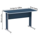 Ver imagem 2 de Mesa Escritório 1,50x0,60m s/ Gavetas - Cor Azul - Pandin - 44086