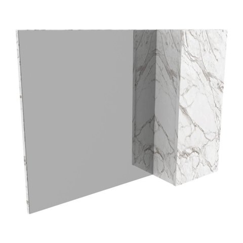 Espelheira Para Banheiro 1 Porta 80Cm Multimóveis Vcr10082 Mármore Branco Mármore Branco