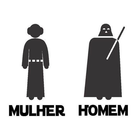 Adesivo Star Vader Leia Banheiro Aviso Wars Decoração Porta Sinalização Homem Mulher:preto