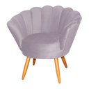 Ver imagem 1 de Poltrona Decorativa Pétala Veludo Rosê Pés Madeira Ms Decor