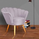 Ver imagem 2 de Poltrona Decorativa Pétala Veludo Rosê Pés Madeira Ms Decor