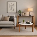 Ver imagem 1 de Conjunto Sala Estar Madeira Austria Aparador com Mesa Branca Moderna