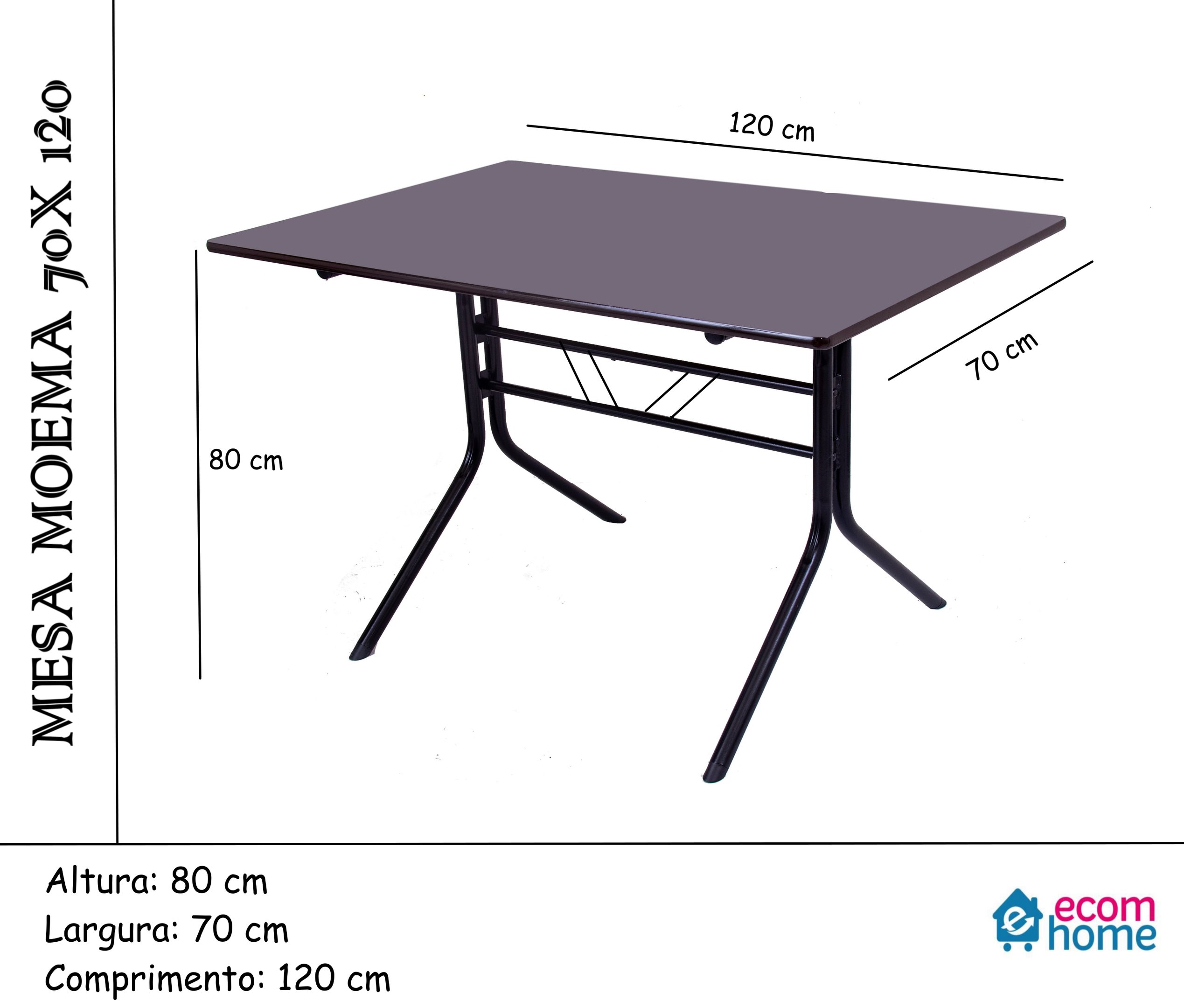 Jogo Mesa 1,20x70 Preta para Sorveterias e Restaurantes com 4 Cadeiras Iso Vermelha - 7