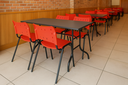 Ver imagem 3 de Jogo Mesa 1,20x70 Preta para Sorveterias e Restaurantes com 4 Cadeiras Iso Vermelha