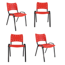 Ver imagem 3 de Jogo Mesa 1,20x70 Preta para Sorveterias e Restaurantes com 4 Cadeiras Iso Vermelha