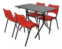 Ver imagem 4 de Jogo Mesa 1,20x70 Preta para Sorveterias e Restaurantes com 4 Cadeiras Iso Vermelha