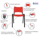 Ver imagem 6 de Jogo Mesa 1,20x70 Preta para Sorveterias e Restaurantes com 4 Cadeiras Iso Vermelha