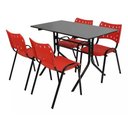Ver imagem 2 de Jogo Mesa 1,20x70 Preta para Sorveterias e Restaurantes com 4 Cadeiras Iso Vermelha
