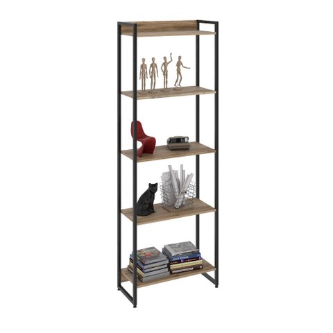Estante Multiuso Para Escritório Industrial 05 Prateleiras Areta 186x60cm C01 Carvalho - Lyam