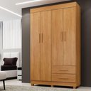 Ver imagem 2 de Guarda Roupa Leblon 4 Portas 2 Gavetas 5 Prateleiras - Benet Cinamomo