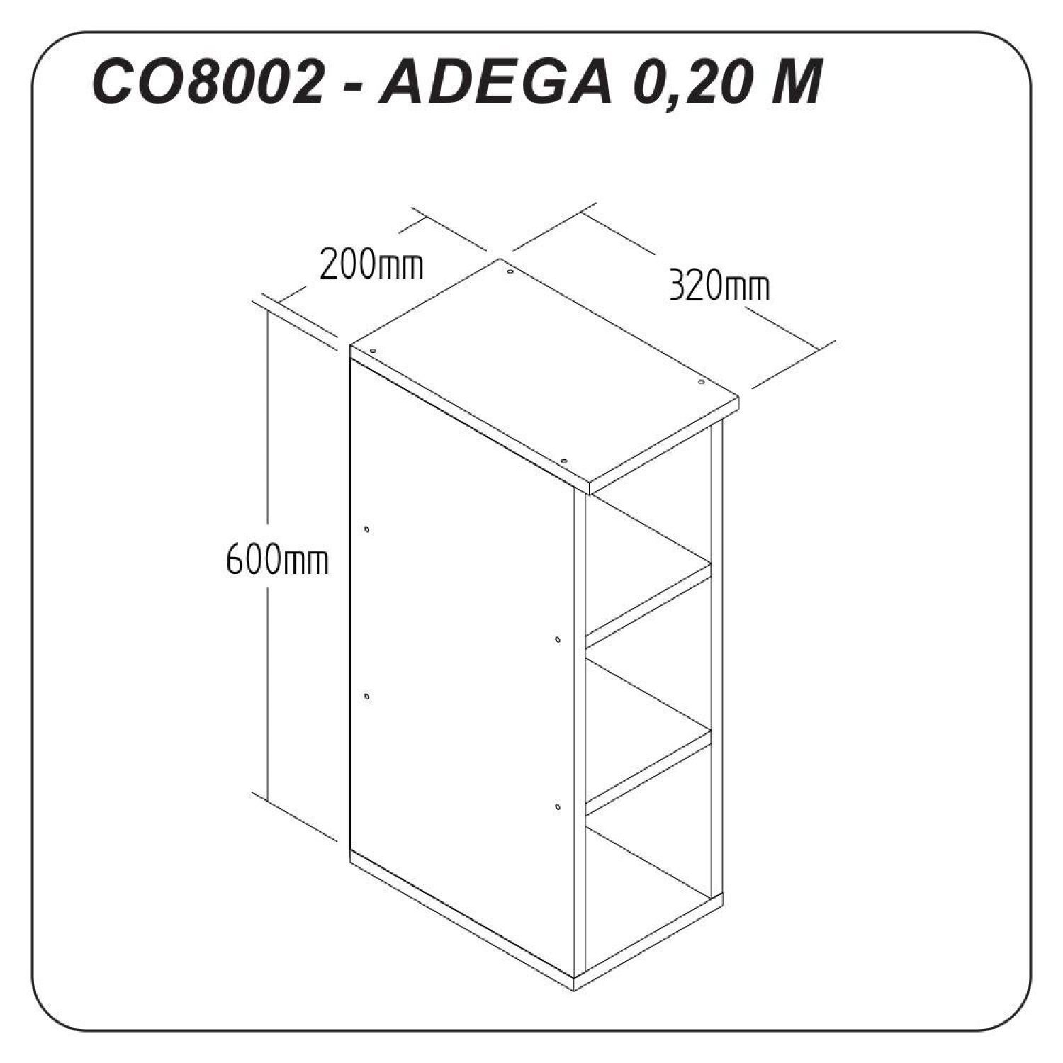 Armário Aéreo com Adega 20cm Gaia  Móveis - 3