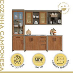 Cozinha Modulada 5 Peças Ratan 100% MDF Camponesa 100% MDF - 6 Cozinha Modulada 5 Peças Ratan 100% MDF Camponesa 100% MDF - 6