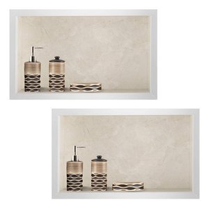 Nicho em Porcelanato para Banheiros Bege 60x32cm Kit 2 Unidades