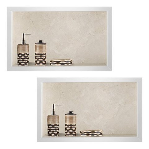 Nicho em Porcelanato para Banheiros Bege 60x32cm Kit 2 Unidades