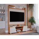 Ver imagem 1 de Rack Bancada C/ Painel P/ Tv até 55 Pol Master 2 Prateleiras e Pés 135x183cm Off White/nature -