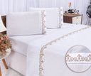 Ver mais imagens de Jogo lençol Atenas quarto casal Queen bordado 4 peças 2fronha:Branco com Cinza