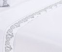Ver imagem 4 de Jogo lençol Atenas quarto casal Queen bordado 4 peças 2fronha:Branco com Cinza