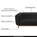 Ver imagem 4 de Sofá Decorativo Sala de Estar 240cm Rocket 3 Lugares Base Madeira PU Preto G45 - Gran Belo