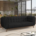 Ver imagem 1 de Sofá Decorativo Sala de Estar 240cm Rocket 3 Lugares Base Madeira PU Preto G45 - Gran Belo