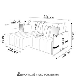 Sofá Cama Retrátil 220cm Essence D05 Linho Cru-camel - Mpozenato - 3