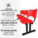 Ver imagem 2 de Longarina Cadeira 4 Lugares Iso Plástica Coluna Dupla Para Recepção Atendimento Clinicas Vermelha