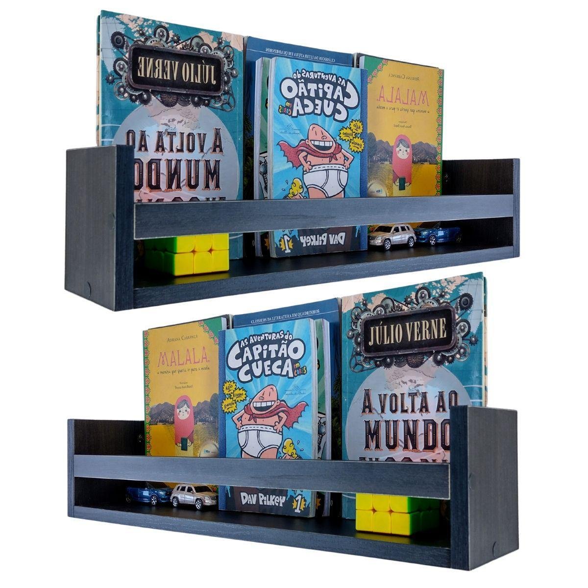 2 Prateleiras Livro Infantil Nicho Revisteiro Parede - 2