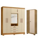Ver imagem 1 de Guarda Roupa Casal Imperial e Armário Multiuso Versatile Carvalho Americano Off White - Incorplac