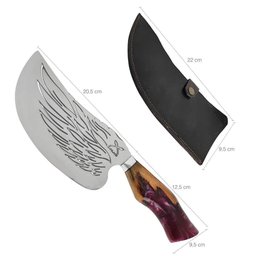 Faca Cutelo Asa Celestial Anjo 8' Aço Inox 420c Artesanal Churrasco Cabo Híbrido - 2