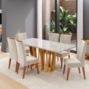 Ver imagem 1 de Mesa de Jantar 6 Lugares Mondini com Vidro Mel/off White/pastel - Viero Móveis